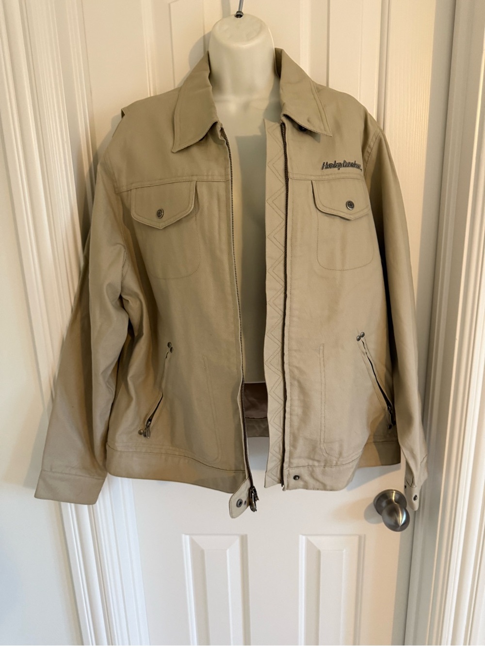 Like New Vintage Y2K Harley-Davidson Spring 2003 Tan Canvas Eagle Jacket